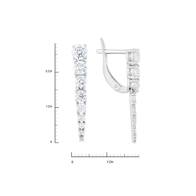 Серьга из золота 585 пробы c фианитами