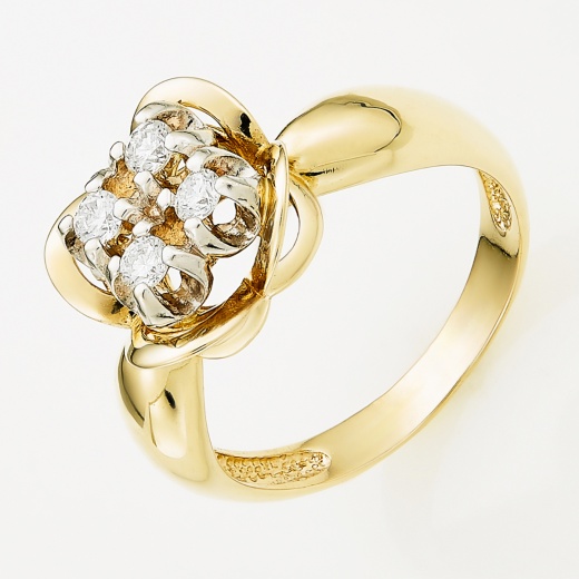 Кольцо из комбинированного золота 585 пробы c 4 бриллиантами Л32074855 фото 1