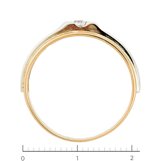 Кольцо из комбинированного золота 585 пробы c 1 бриллиантом, Л45071487 за 13930