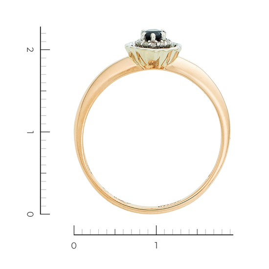 Кольцо из комбинированного золота 585 пробы c 14 бриллиантами и 1 сапфиром, Л06158707 за 16730