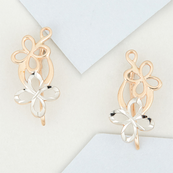 Серьги из комбинированного золота 585 пробы