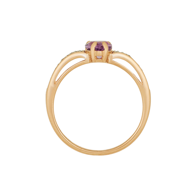 Кольцо из золота 585 пробы c аметистом и бриллиантами, Л 1208 5042 за 23600