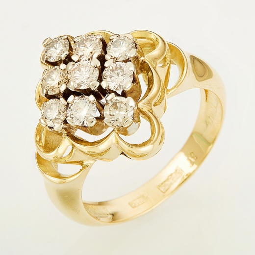 Кольцо из комбинированного золота 750 пробы c 9 бриллиантами Л05120088 фото 1