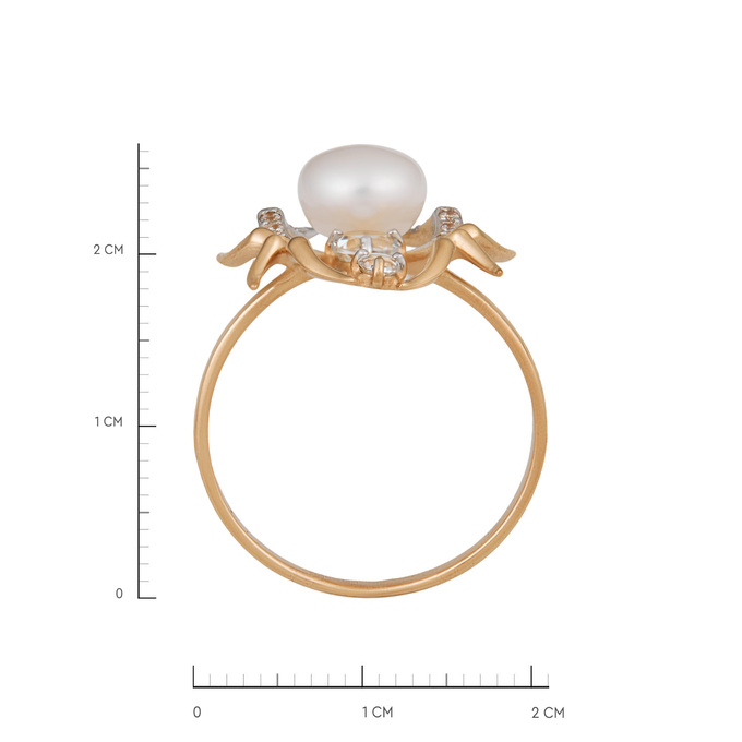 Кольцо из золота 585 пробы c топазами, культивированным жемчугом и фианитами, Л 6002 5950 за 29200