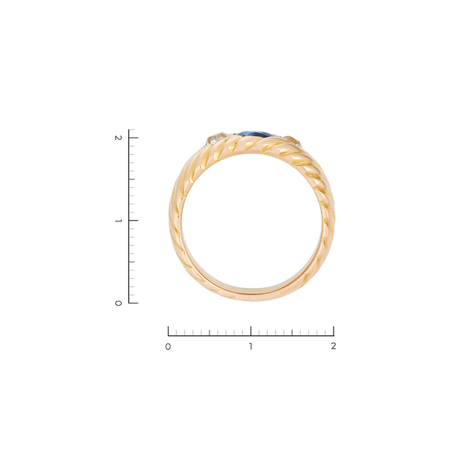 Кольцо из золота 56 пробы c 2 бриллиантами и 1 сапфиром, Л 1115 8051 за 170000