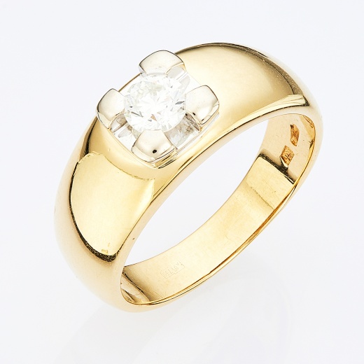 Кольцо из комбинированного золота 750 пробы c 1 бриллиантом Л35047728 фото 1