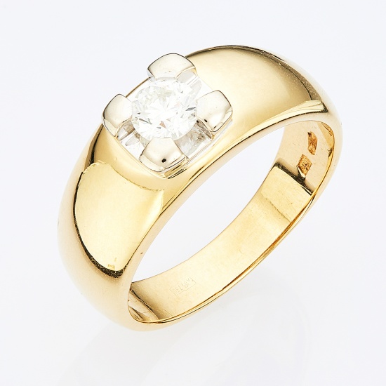 Кольцо из комбинированного золота 750 пробы c 1 бриллиантом, Л35047728 за 119 560 ₽