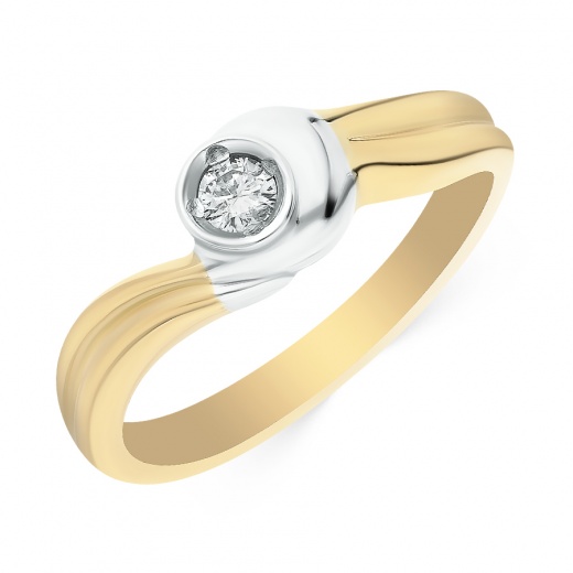 Кольцо из комбинированного золота 750 пробы c 1 бриллиантом 061878 фото 1