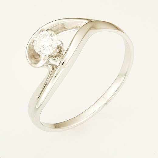 Кольцо из белого золота 585 пробы c 1 бриллиантом Л52045023 фото 1