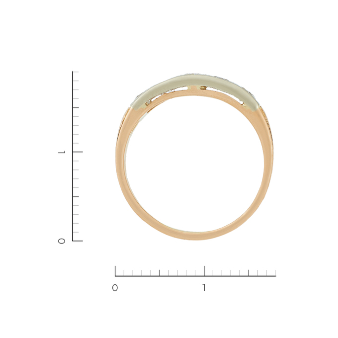 Кольцо из комбинированного золота 583 пробы c 5 бриллиантами, Л 2809 3864 за 41230