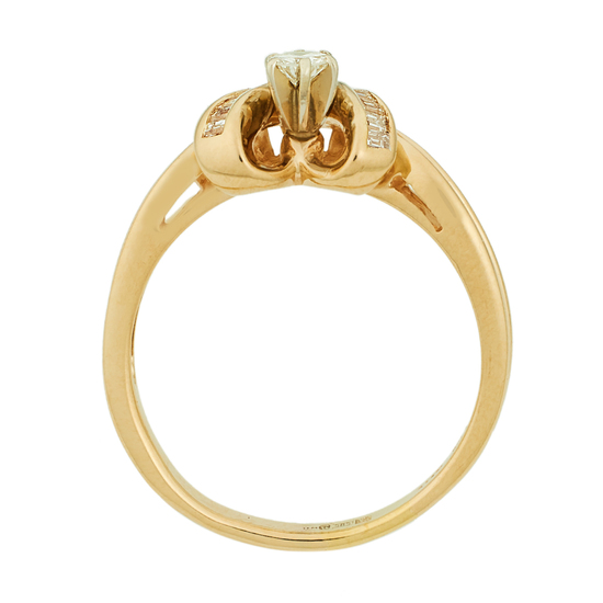 Кольцо из комбинированного золота 585 пробы c 14 бриллиантами, Л16148704 за 39900