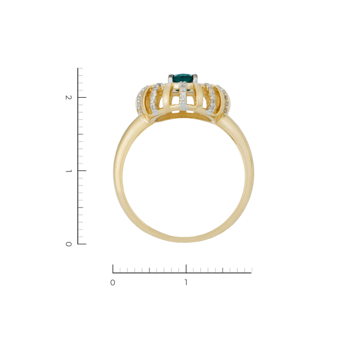 Кольцо из золота 585 пробы c 76 бриллиантами и 1 синт. изумрудом, Л 6602 2312 за 35120