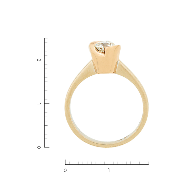 Кольцо из комбинированного золота 750 пробы c 1 бриллиантом, Л 1115 4969 за 116900