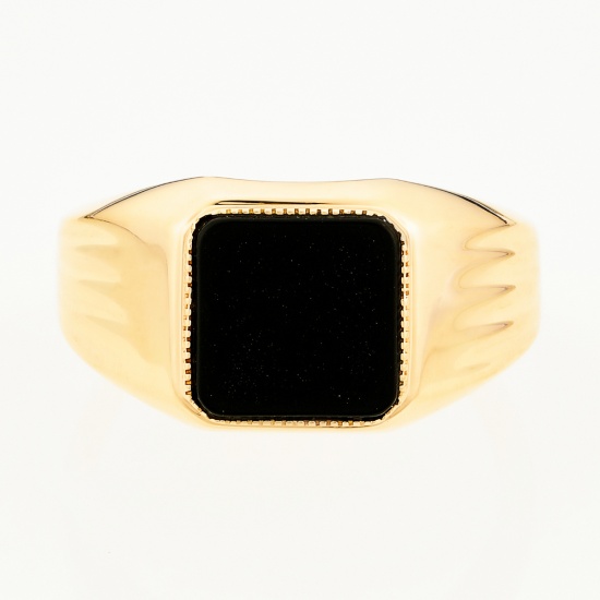 Кольцо из красного золота 585 пробы c 1 ониксом