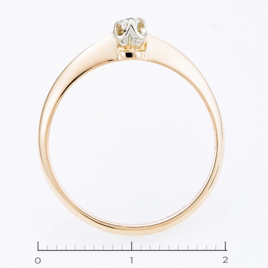 Кольцо из комбинированного золота 585 пробы c 1 бриллиантом, Л35054034 за 9400