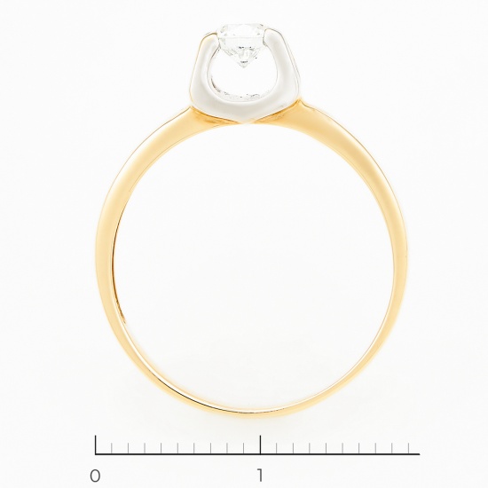 Кольцо из комбинированного золота 585 пробы c 1 бриллиантом, Л33070530 за 49000