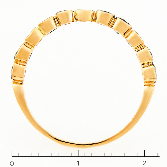 Кольцо из красного золота 585 пробы c 11 изумрудами