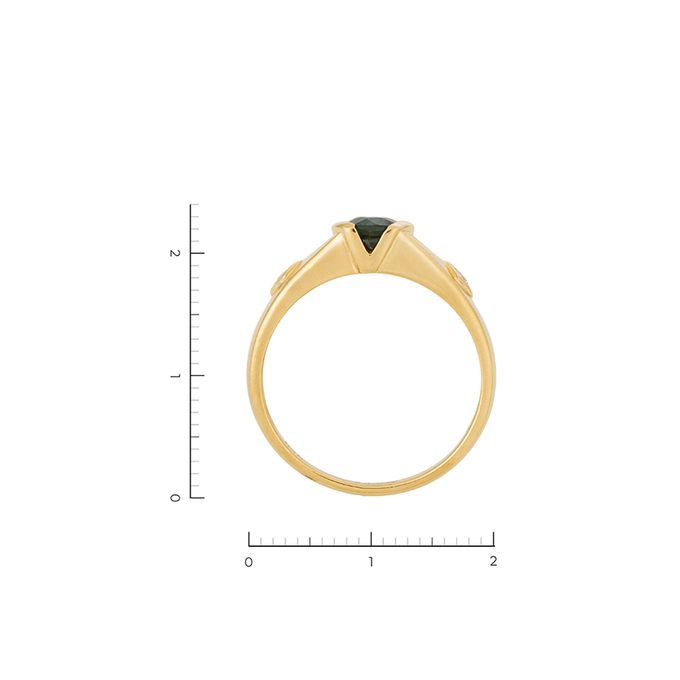 Кольцо из желтого золота 750 пробы c 2 бриллиантами и 1 цвет. сапфиром, Л 5402 7724 за 47250