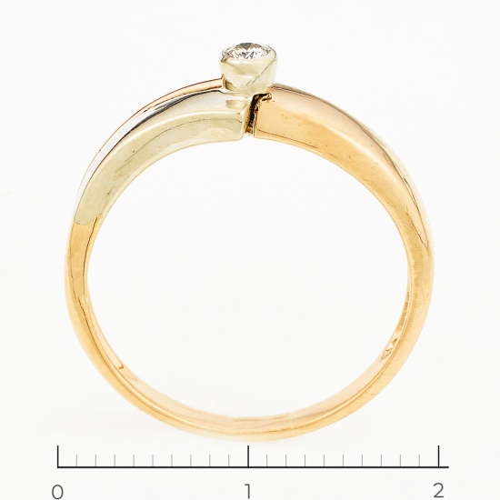 Кольцо из комбинированного золота 585 пробы c 1 бриллиантом, Л45066814 за 11450