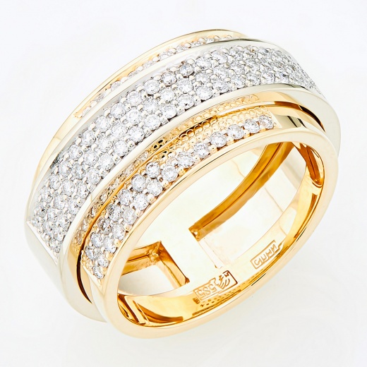 Кольцо из комбинированного золота 585 пробы c 107 бриллиантами Л48055229 фото 1