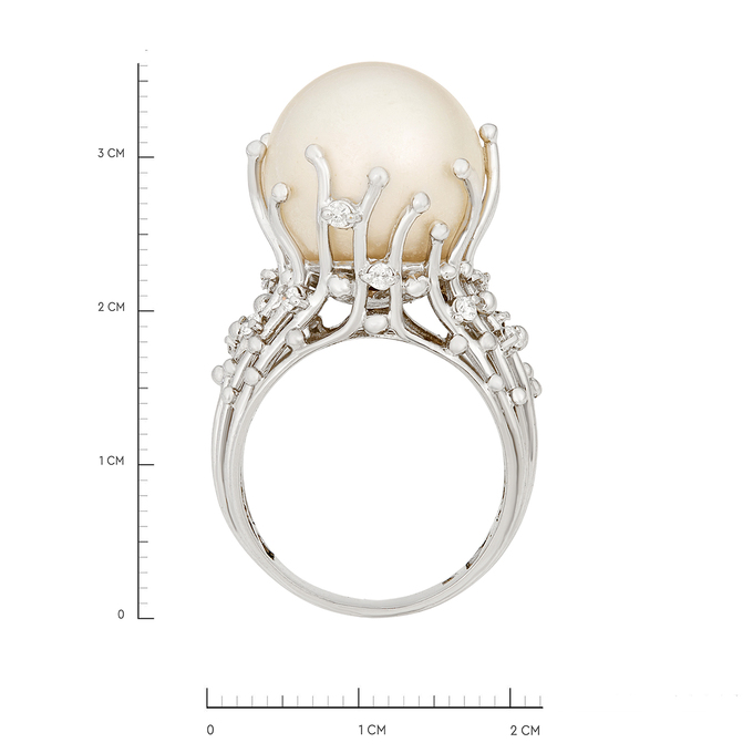 Кольцо из золота 750 пробы c бриллиантами и культивированным жемчугом, Л 2812 4434 за 254000