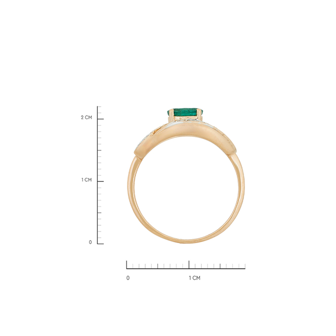 Кольцо из золота 585 пробы c 18 бриллиантами и 1 изумрудом, Л 7302 6266 за 30320
