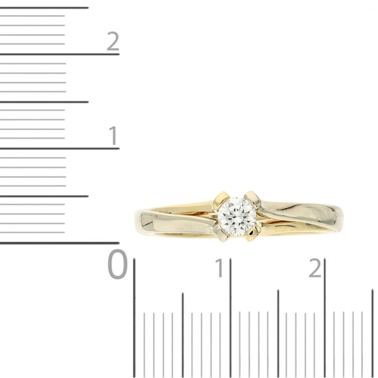 Кольцо из комбинированного золота 585 пробы c 1 бриллиантом, Л33067593 за 38360
