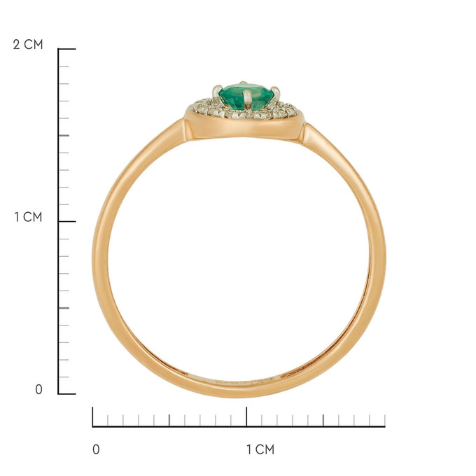 Кольцо из золота 585 пробы c изумрудом и бриллиантами