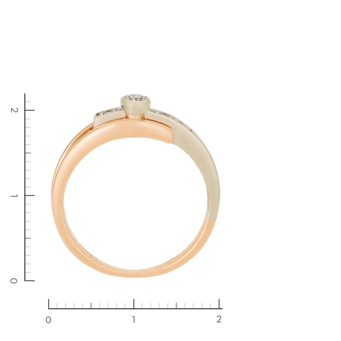 Кольцо из комбинированного золота 585 пробы c 4 бриллиантами