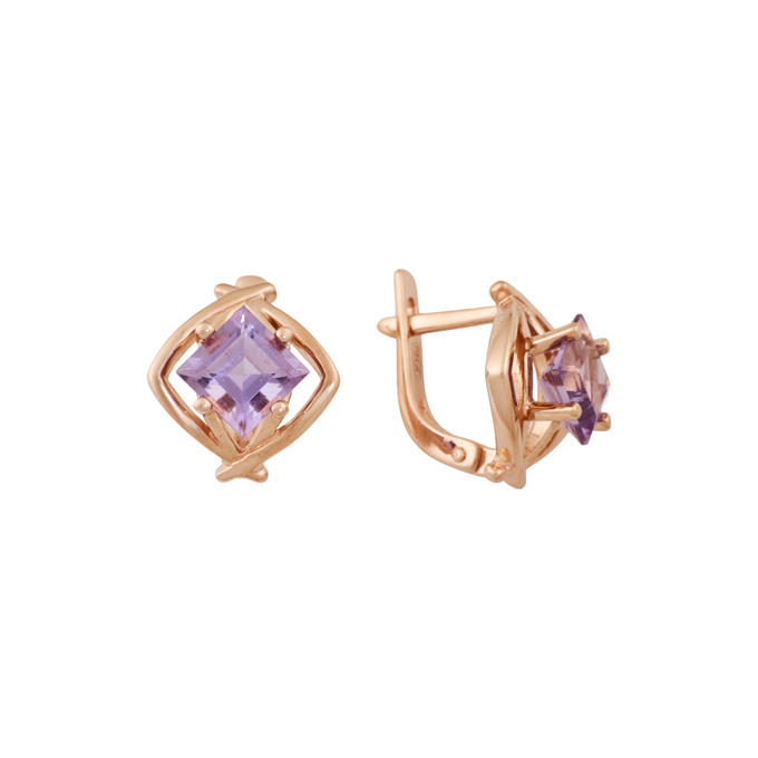 Серьги из золота 585 пробы с аметистами, Л 4107 9338 за 39400