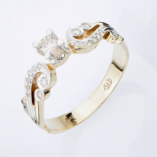 Кольцо из комбинированного золота 585 пробы c 17 бриллиантами Л06143741 фото 1
