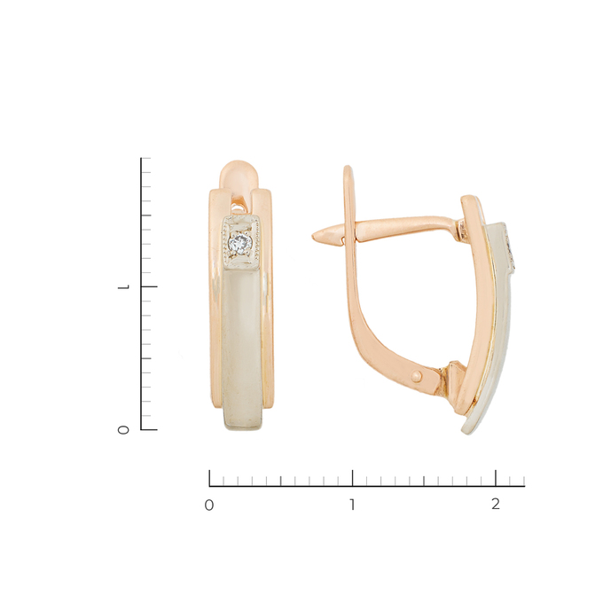 Серьги из комбинированного золота 585 пробы c 2 бриллиантами, Л 4806 5538 за 76400