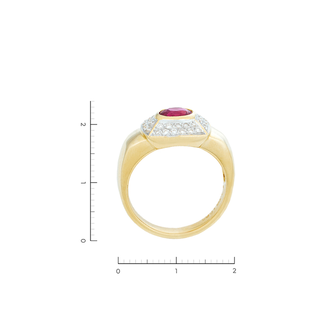 Кольцо из золота 750 пробы c 36 бриллиантами и 1 рубином, Л 4603 7405 за 118000