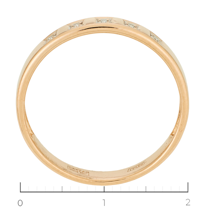 Кольцо из красного золота 585 пробы c 5 бриллиантами, Л 3013 5604 за 24400
