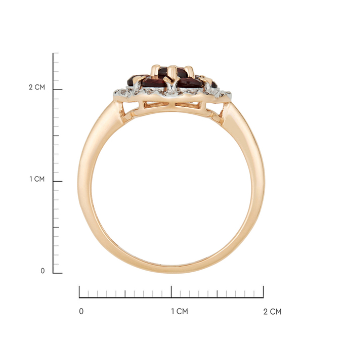 Кольцо из золота 585 пробы c гранатами и фианитами, Л 3506 6471 за 35120