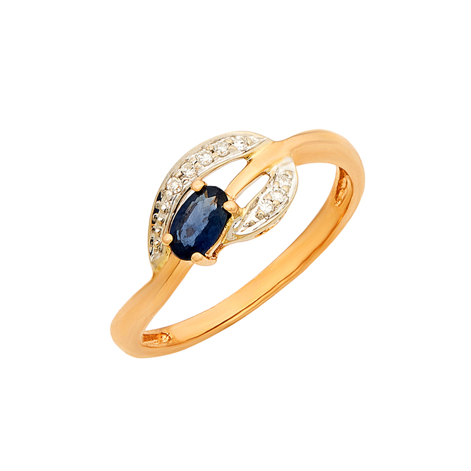 Кольцо из золота 585 пробы c сапфиром и бриллиантами, Л 2908 9004 за 34320