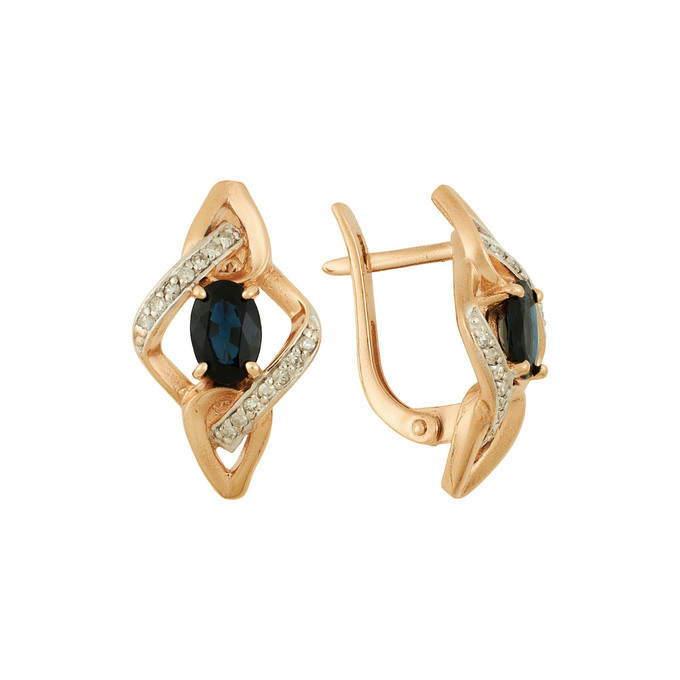Серьги из золота 375 пробы c сапфирами и бриллиантами, Л 0616 7511 за 29640