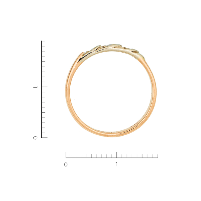 Кольцо из комбинированного золота 585 пробы c 3 бриллиантами