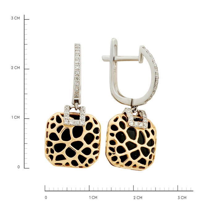Серьги из золота 585 пробы с бриллиантами и ониксами, Л 1116 8545 за 50700