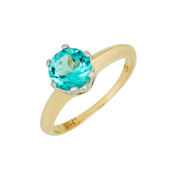 Кольцо из золота 585 пробы c изумрудом