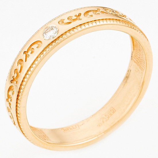Кольцо из красного золота 585 пробы c 1 бриллиантом, Л45064929 за 16140