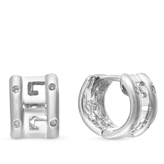 Серьги из белого золота 750 пробы c 8 упр. огр. бриллиантами