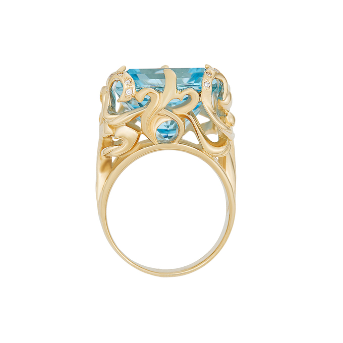 Кольцо из золота 585 пробы c топазом и бриллиантами, Л 2811 5534 за 135000