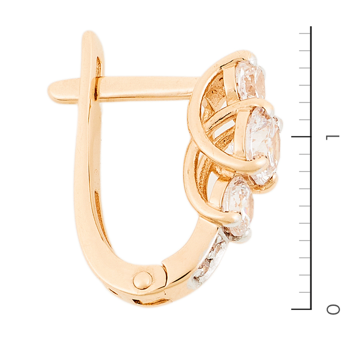 Серьги из красного золота 585 пробы c фианитами