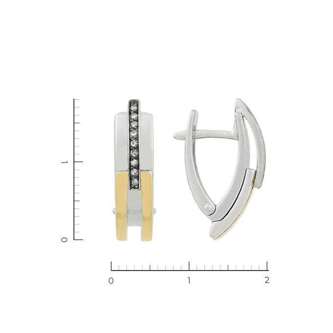 Серьги из комбинированного золота 585 пробы c 18 бриллиантами