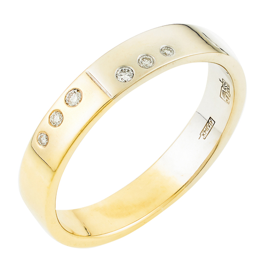 Кольцо из комбинированного золота 585 пробы c 6 бриллиантами, Л58041513 за 32700