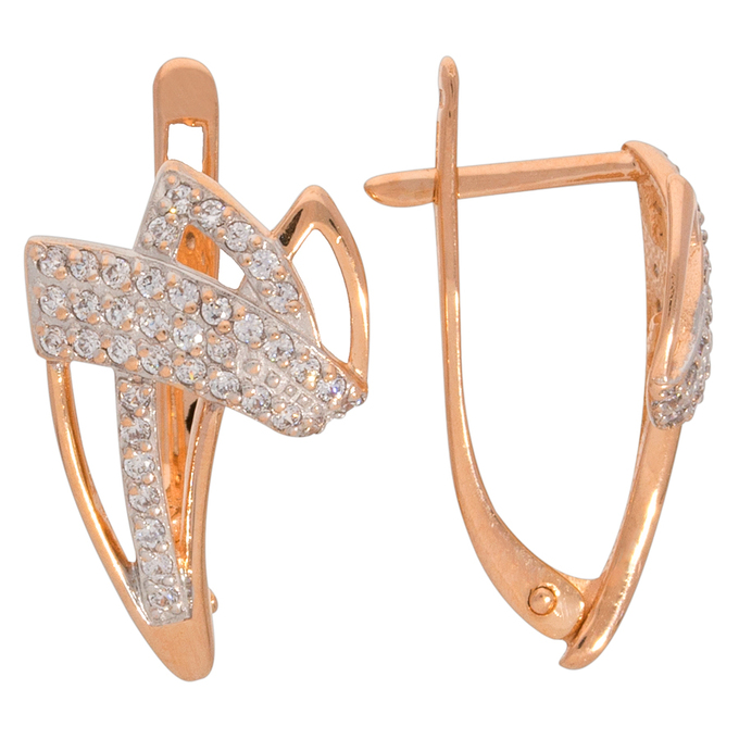 Серьги из золота 585 пробы c фианитами