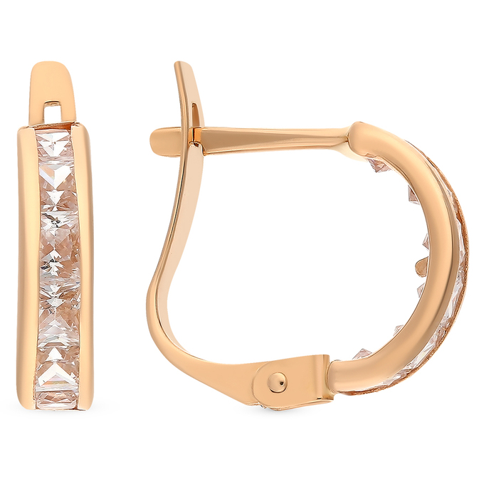 Серьги из красного золота 585 пробы c фианитами