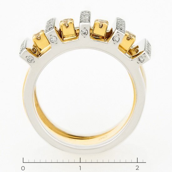 Кольцо из комбинированного золота 750 пробы c 39 бриллиантами, Л28079530 за 124500