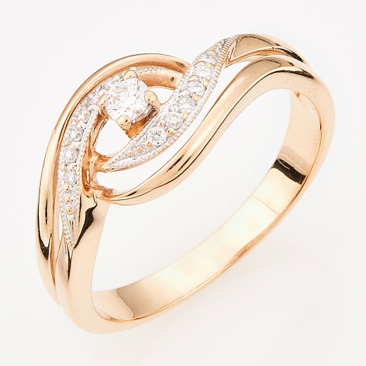 Кольцо из комбинированного золота 585 пробы c 13 бриллиантами Л08053043 фото 1